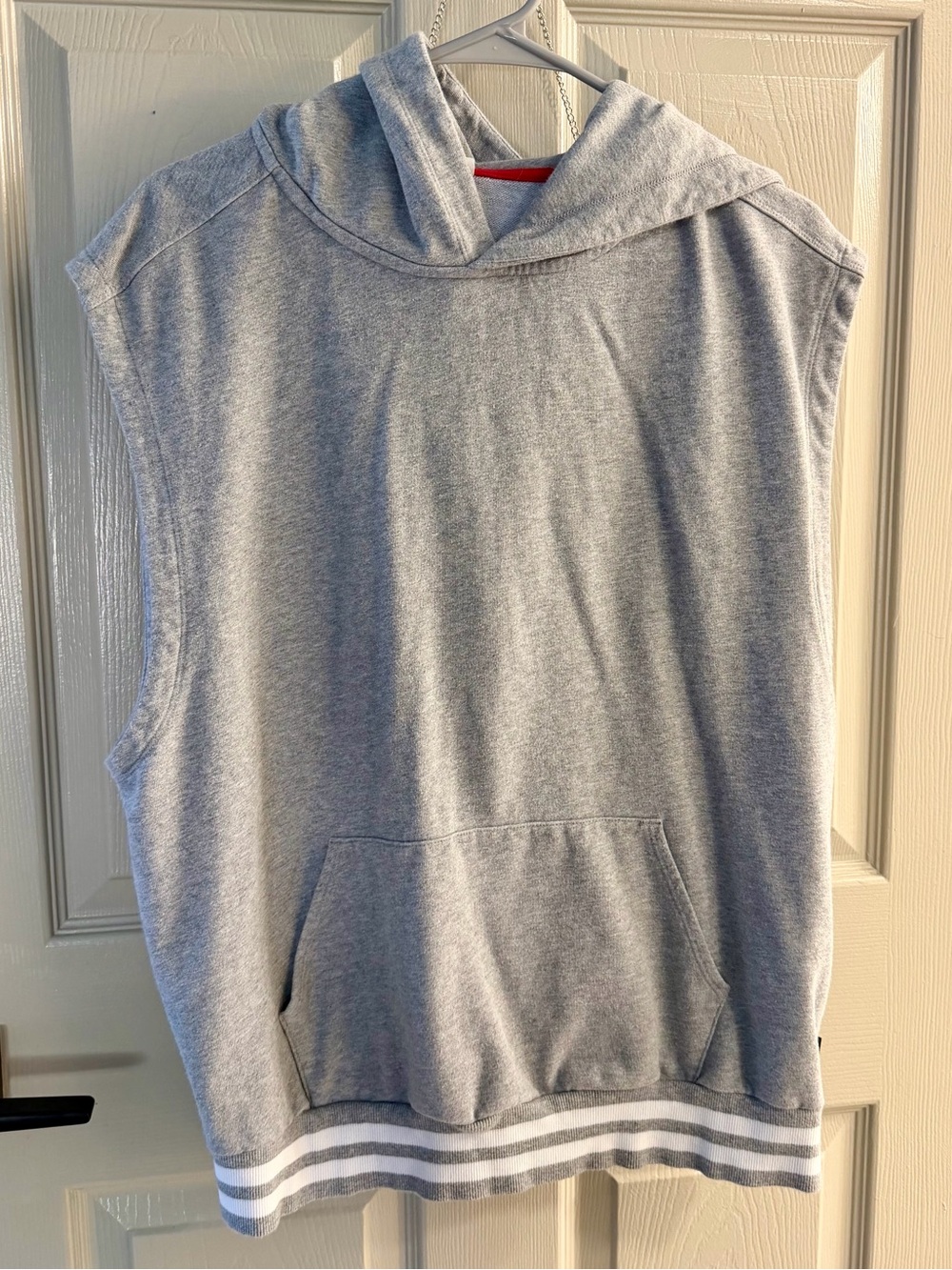 TomboyX Sleeveless grey hoodie with kangaroo pocket size large